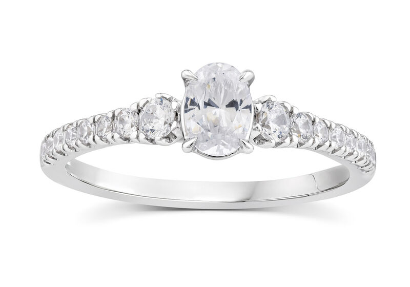 Oval Diamond 3/4ctw. Cathedral Engagement Ring in 14k White Gold image number null